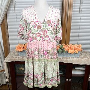 Hemant & Nandita Floral Tiered Mini Dress